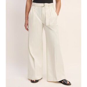 NEW Everlane Pleated Wide Leg Chino *Without Belt* Womens 12 Bone